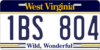 WV license plate 1BS804