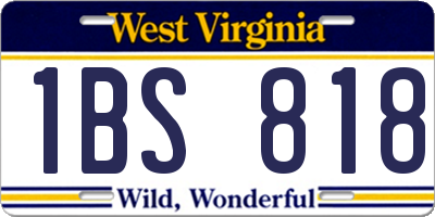 WV license plate 1BS818