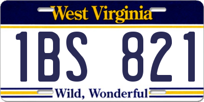 WV license plate 1BS821