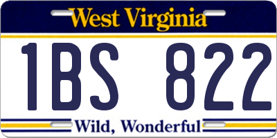 WV license plate 1BS822
