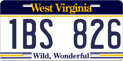 WV license plate 1BS826