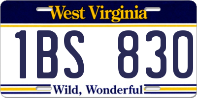 WV license plate 1BS830