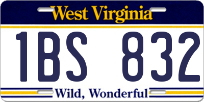 WV license plate 1BS832