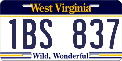 WV license plate 1BS837