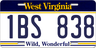 WV license plate 1BS838