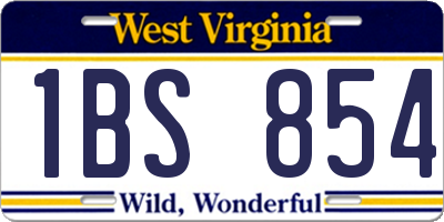 WV license plate 1BS854