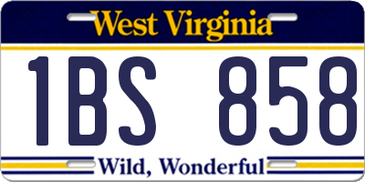 WV license plate 1BS858