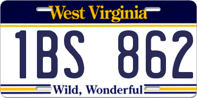 WV license plate 1BS862
