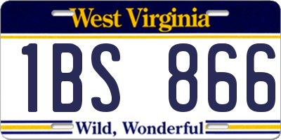 WV license plate 1BS866