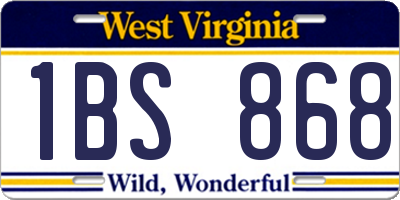 WV license plate 1BS868