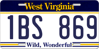 WV license plate 1BS869