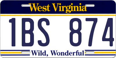 WV license plate 1BS874