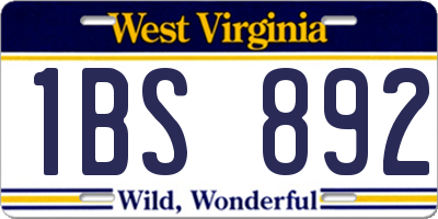 WV license plate 1BS892