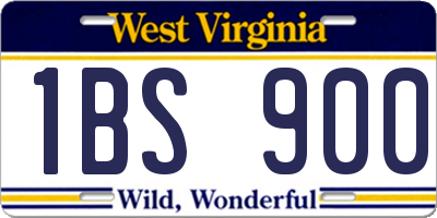WV license plate 1BS900