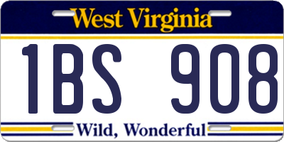 WV license plate 1BS908