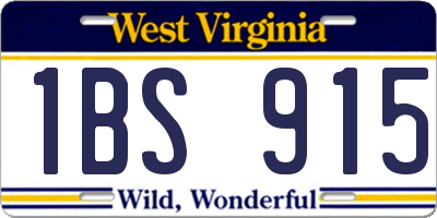 WV license plate 1BS915