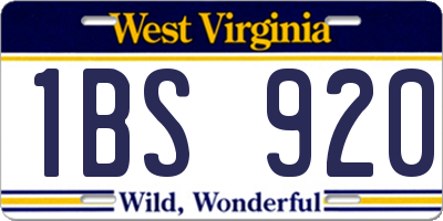 WV license plate 1BS920