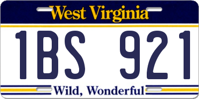 WV license plate 1BS921