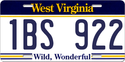 WV license plate 1BS922