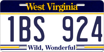 WV license plate 1BS924