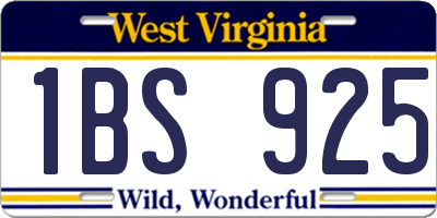 WV license plate 1BS925