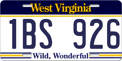 WV license plate 1BS926