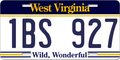 WV license plate 1BS927