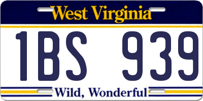 WV license plate 1BS939
