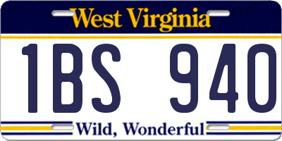 WV license plate 1BS940