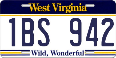 WV license plate 1BS942