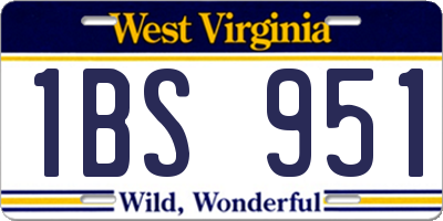 WV license plate 1BS951