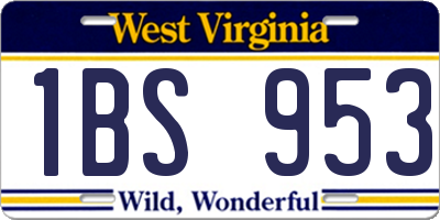 WV license plate 1BS953