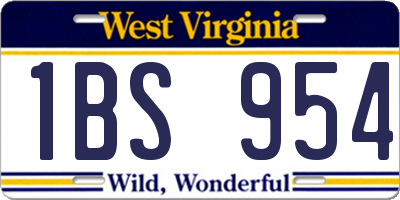 WV license plate 1BS954