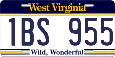 WV license plate 1BS955