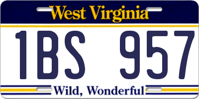 WV license plate 1BS957