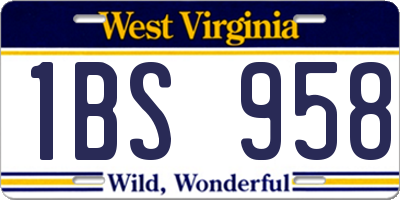 WV license plate 1BS958