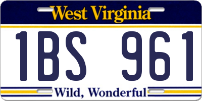 WV license plate 1BS961