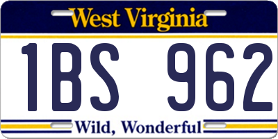 WV license plate 1BS962