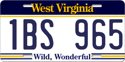 WV license plate 1BS965
