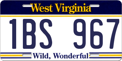 WV license plate 1BS967