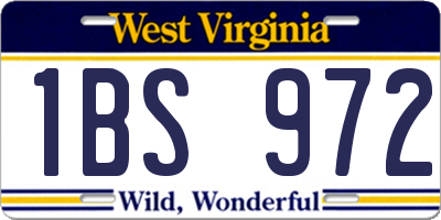 WV license plate 1BS972