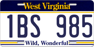 WV license plate 1BS985