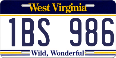 WV license plate 1BS986