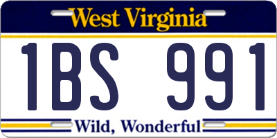 WV license plate 1BS991