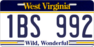 WV license plate 1BS992