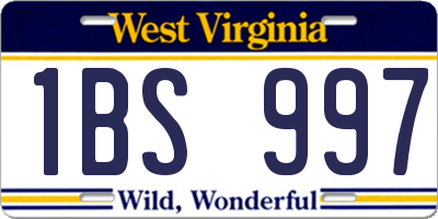 WV license plate 1BS997