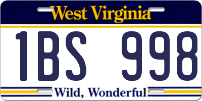 WV license plate 1BS998