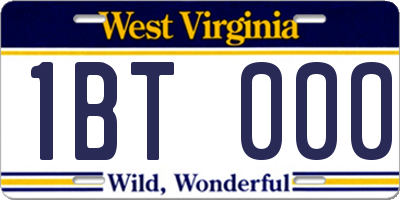 WV license plate 1BT000