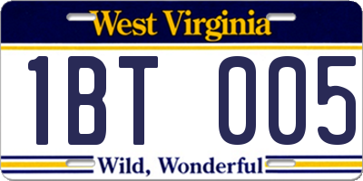 WV license plate 1BT005