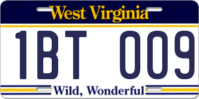 WV license plate 1BT009
